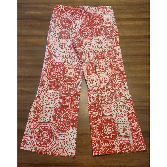 Trina Turk Geometric Print Cropped Kick-Flare Pants White Red – Size 6 NWOT - Picture 3 of 11